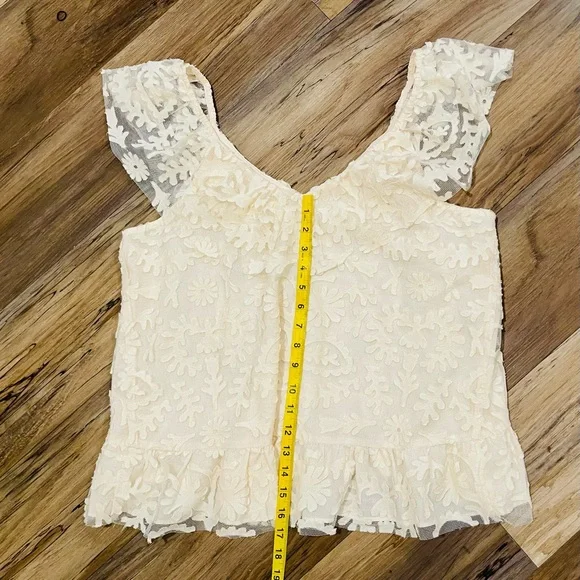 Anthropologie Lace Off-The-Shoulder Cream Blouse size XL - Picture 7 of 13